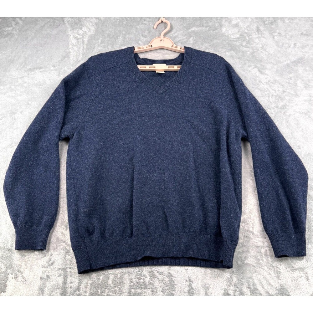 LL Bean Sweater Men's XL-Reg Pullover 100% Lambs Wool Navy Blue Crew Neck 264789